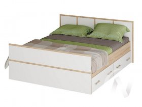 Двуспальная кровать 1,4м Сакура (дуб сонома/белый) в Дубровино - dubrovino.mebel-nsk.ru | фото