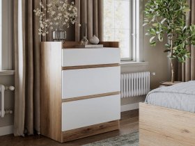 Комод 3 ящика Брауни (дуб делано/белый) в Дубровино - dubrovino.mebel-nsk.ru | фото
