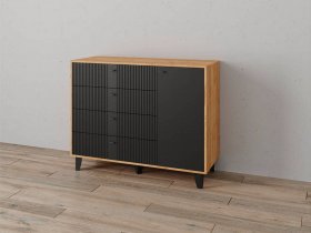 Комод «Катрин-13» ( дуб крафт золотой/карбон вулкан) в Дубровино - dubrovino.mebel-nsk.ru | фото