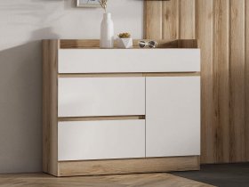 Комод с дверкой Брауни (дуб делано/белый) в Дубровино - dubrovino.mebel-nsk.ru | фото