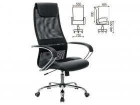 Кресло офисное BRABIX PREMIUM Stalker EX-608 CH, хром, ткань-сетка/кожзам, черное в Дубровино - dubrovino.mebel-nsk.ru | фото