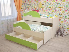 Кровать детская двухуровневая Радуга 80*160 в Дубровино - dubrovino.mebel-nsk.ru | фото
