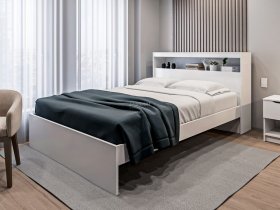 Кровать двуспальная 1,6м Бруклин СБ-3356 (белый) в Дубровино - dubrovino.mebel-nsk.ru | фото