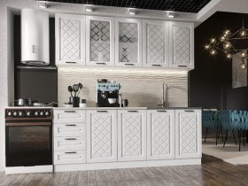 Кухонный гарнитур Агава 2,0 м (акация белая) в Дубровино - dubrovino.mebel-nsk.ru | фото
