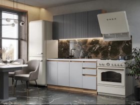 Кухонный гарнитур Ника 1,6 м (графит/серый софт) в Дубровино - dubrovino.mebel-nsk.ru | фото