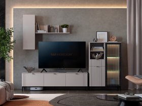 Модульная гостиная Рич (кашемир/фрапучино матовый/черный) в Дубровино - dubrovino.mebel-nsk.ru | фото