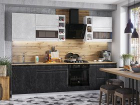 Модульная кухня Бруклин (белый/черный бетон) в Дубровино - dubrovino.mebel-nsk.ru | фото