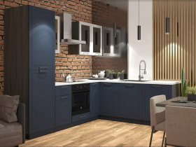 Модульная кухня Глэдис (тёмно-синий софт/корпус анкор темный) в Дубровино - dubrovino.mebel-nsk.ru | фото