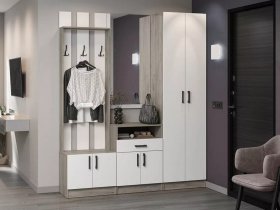 Модульная прихожая Вега (дуб крафт серый/белый) в Дубровино - dubrovino.mebel-nsk.ru | фото