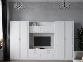 Модульная стенка Апполия (белый/белый дуб) в Дубровино - dubrovino.mebel-nsk.ru | фото