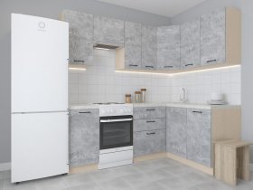 Модульная угловая кухня 1,4м*2,1м Лада (цемент) в Дубровино - dubrovino.mebel-nsk.ru | фото