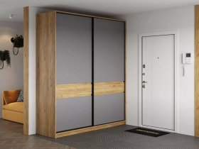 Шкаф-купе Бостон ШК-005 (2.0 м) (дуб крафт золотой/серый шифер) в Дубровино - dubrovino.mebel-nsk.ru | фото