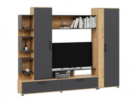 Стенка «Дакота» (дуб крафт золотой/антрацит) в Дубровино - dubrovino.mebel-nsk.ru | фото