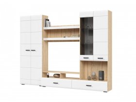 Стенка ГС-01 Либерти (дуб сонома/белый глянец) в Дубровино - dubrovino.mebel-nsk.ru | фото